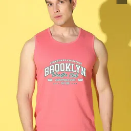 WOOSTRO Pack Of 2 Printed Combed Cotton Gym Vests VWS26(BKLN PEACH)(PLAIN OLIVE)-image-75