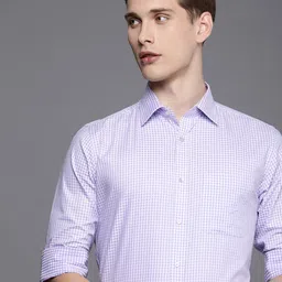 Raymond Slim Fit Gingham Checks Opaque Pure Cotton Formal Shirt-image-13