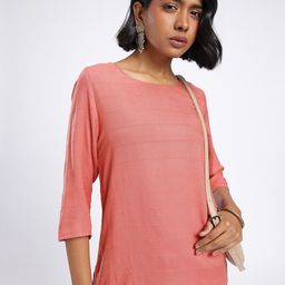 Anouk Rustic Horizontal Striped Straight Kurti-picture-4