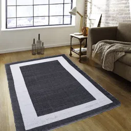 ROMEE Black & White Colourblocked Anti-Skid Dhurrie-image-25