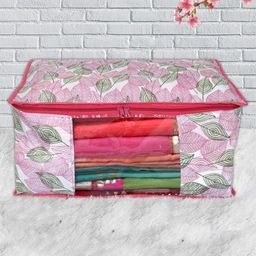 Kuber Industries Set Of 6 Pink & White Metallic Leaf Printed Drawer Organisers image 3