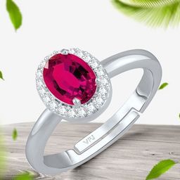 Vighnaharta Rhodium-Plated AD Stone-Studded Adjustable Finger Ring-image-14