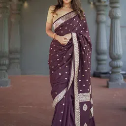 Aldwych Ethnic Motifs Woven Design Zari Banarasi Saree-image-2