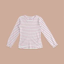 Pantaloons Junior Pink & White Cotton Striped Full Sleeves Top-image-19