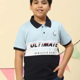 Monte Carlo Kids Blue Printed Polo T-Shirt-image-86