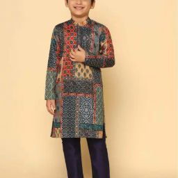KISAH Kids Multicolor Printed Full Sleeves Kurta Set-image-37