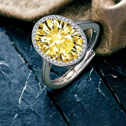 Designs & You Silver-Plated CZ Stone-Studded Adjustable Brass Finger Ring-image-87