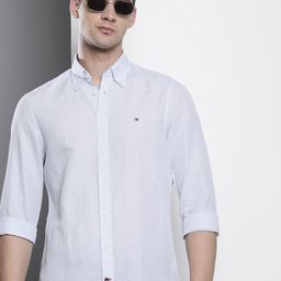 Tommy Hilfiger Solid Slim Fit Cotton Linen Casual Shirt-image-74