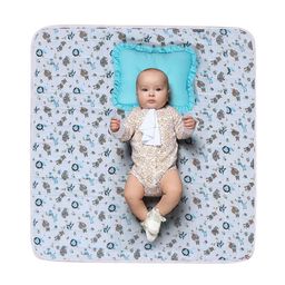 My Milestones Infant Kids Blue & Brown Zoo Printed Nursery Play Mat With Pillow-2