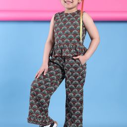 Baawri Girls Printed Round Neck Top With Trousers-image-12