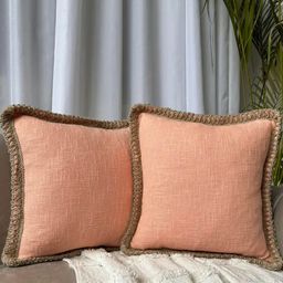EXPORT HOUSE Pink & Brown Set of 2 Square Cushion Covers-16