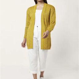 Akkriti by Pantaloons Mustard Self Pattern Shrug-image-66