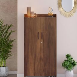 bluewud Brown Engineered Wood 6-Layers 2 Doors Shoe Rack With Lock-13