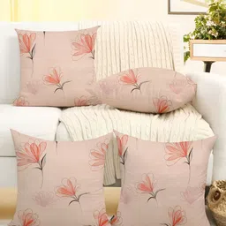 IVAZA Pink & Black Set of 4 Floral Square Cushion Covers-58