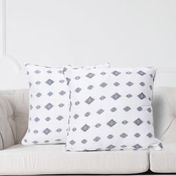 SWAYAM White & Blue Set of 2 Ethnic Motifs Square Cushion Covers-13