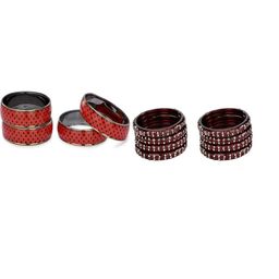 SOMIL Set Of 12 Red Alloy Artificial Stones & Beads Bangles-picture-46