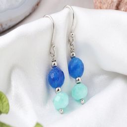 Nirvana Sterling Silver Rhodium-Plated Quartz Beaded Spherical Shaped Drop Earrings-15