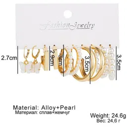 Celestique Set Of 5 Artificial Beaded Circular Shaped Hoop Earrings image 3