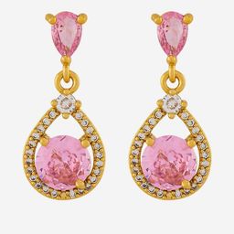 Kushal's Fashion Jewellery Gold-Plated Party Zircon Teardrop Shaped Drop Earrings-picture-26