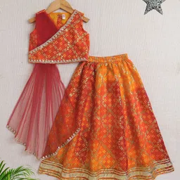 The Magic Wand Girls Embellished Thread Work Ready to Wear Lehenga &-picture-34