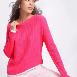 glitchez Vertical Ribs Acrylic Pullover-image-69