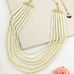 Zaveri Pearls Gold Tone Fusion Wear MultiLayered Pearls Necklace-ZPFK10491-51