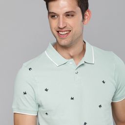 Mast & Harbour Men Blue & Navy Blue Pure Cotton Printed Polo Collar T-shirt-image-32