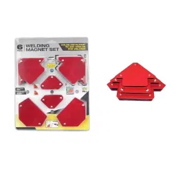 TileMaster Multi-Angle Magnetic Welding Clamp Set 45°, 90° & 135° 15 mm Throat Depth Mild Steel Red, TM-25 (Set of 6)-46