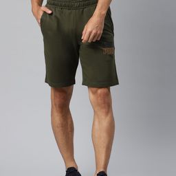 Puma Men Olive Green Graphic 7 Solid Shorts-image-46
