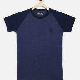CHIMPRALA Boys Navy Blue Colourblocked Round Neck Sports T-shirt-image-82