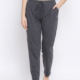 Kanvin Women Charcoal Grey Solid Lounge Pants-picture-45