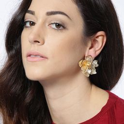 OOMPH Gold-Plated Handcrafted Floral Drop Earrings-34