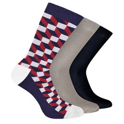 FOOTPRINTS Men Pack Of 3 Patterned Odour free Pure Cotton Bamboo Calf Length Socks-image-34