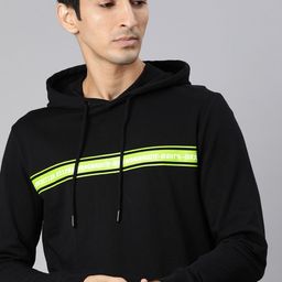 WROGN Men Black & Green Striped Hooded Sweatshirt-image-78
