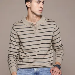 The Roadster Lifestyle Co. Polo Collar Striped Pullover-picture-55