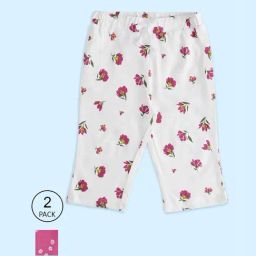 Pantaloons Junior Fuchsia Pink & White Cotton Floral Print Capri (Pack of 2)-picture-16