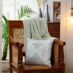 Maspar Embroidery Green Viscose 45 L x 45 W cm Cushion Cover-image-57