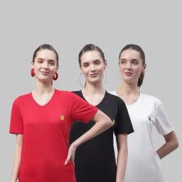 Vimal Jonney Red & Black Cotton Sports T-Shirt - Pack Of 3-image-81