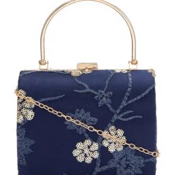 Glo by Globus Navy Embellished Small Box Clutch-36