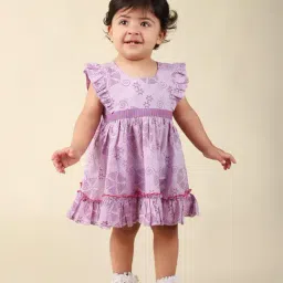 Fabindia Kids Lavender Printed Dress-picture-28