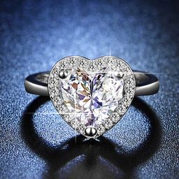 Jewels Galaxy Silver Plated Crystal Studded Heart Shape Anti Tarnish Finger Ring-image-45