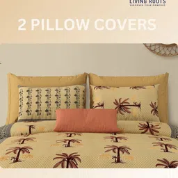 LIVING ROOTS Double King Size Jaipur Block Print Cotton Bedsheet With 2 Pillow Covers image 2