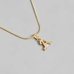 Estele Gold-Plated A-Alphabet Charm Pendant With Chain image 2