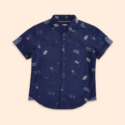 Pantaloons Junior Navy Cotton Printed Shirt-picture-19