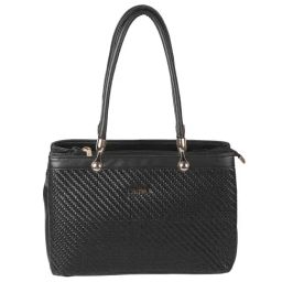 Metro Black Textured Medium Shoulder Handbag-image-105