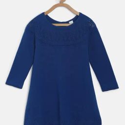 MINIKLUB Kids Dark Blue Self Design Full Sleeves Sweater-picture-13