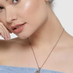 YouBella Rose Gold-Toned Potli-Shaped Pendant with Chain-image-16