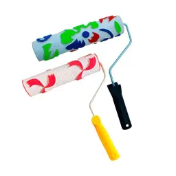 Kayra Decor Floral Pattern Paint Roller with Chrome Handle 9 Inch, ROLLNO35-37 (Pack of 2 Pcs)-68