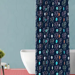 ArtzFolio Navy Blue & Pink Printed Waterproof Shower Curtain-image-32