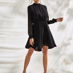 ODETTE Women High Neck Fit & Flare Dress-image-44